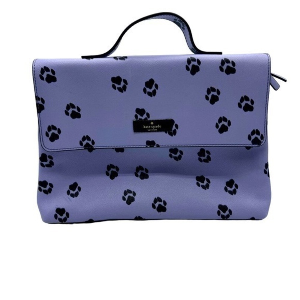 KATE SPADE dog or cat paws purple and back makeup bag
